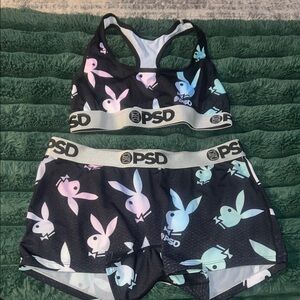 PSD Black Active Set with Multicolor playboy Bunny Design